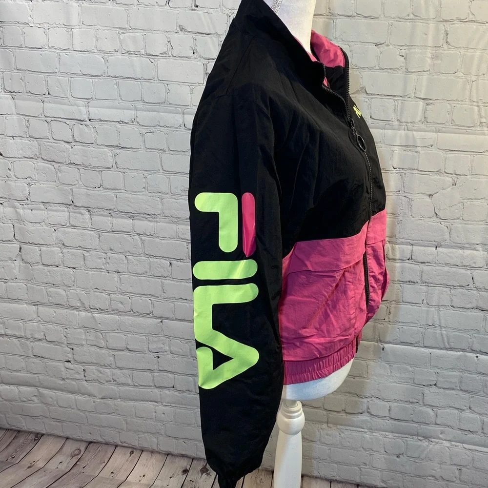 FILA Track Jacket & Pants Black w Pink/Yellow-Medium/Large - Picture 4 of 9